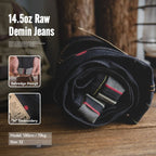 Maden Vintage Jeans in denim grezzo con cimosa da 14,5 once con cerniera YKK Jeans dritti con ricamo a mosca Pantaloni classici da uomo in tinta unita - StepByStepNow