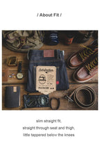 Maden Vintage Jeans in denim grezzo con cimosa da 14,5 once con cerniera YKK Jeans dritti con ricamo a mosca Pantaloni classici da uomo in tinta unita - StepByStepNow