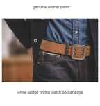 Maden Vintage Jeans in denim grezzo con cimosa da 14,5 once con cerniera YKK Jeans dritti con ricamo a mosca Pantaloni classici da uomo in tinta unita - StepByStepNow