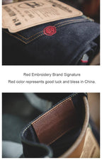 Maden Vintage Jeans in denim grezzo con cimosa da 14,5 once con cerniera YKK Jeans dritti con ricamo a mosca Pantaloni classici da uomo in tinta unita - StepByStepNow