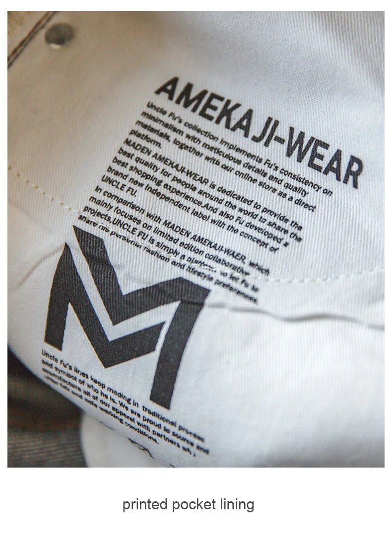 Maden Vintage Jeans in denim grezzo con cimosa da 14,5 once con cerniera YKK Jeans dritti con ricamo a mosca Pantaloni classici da uomo in tinta unita - StepByStepNow