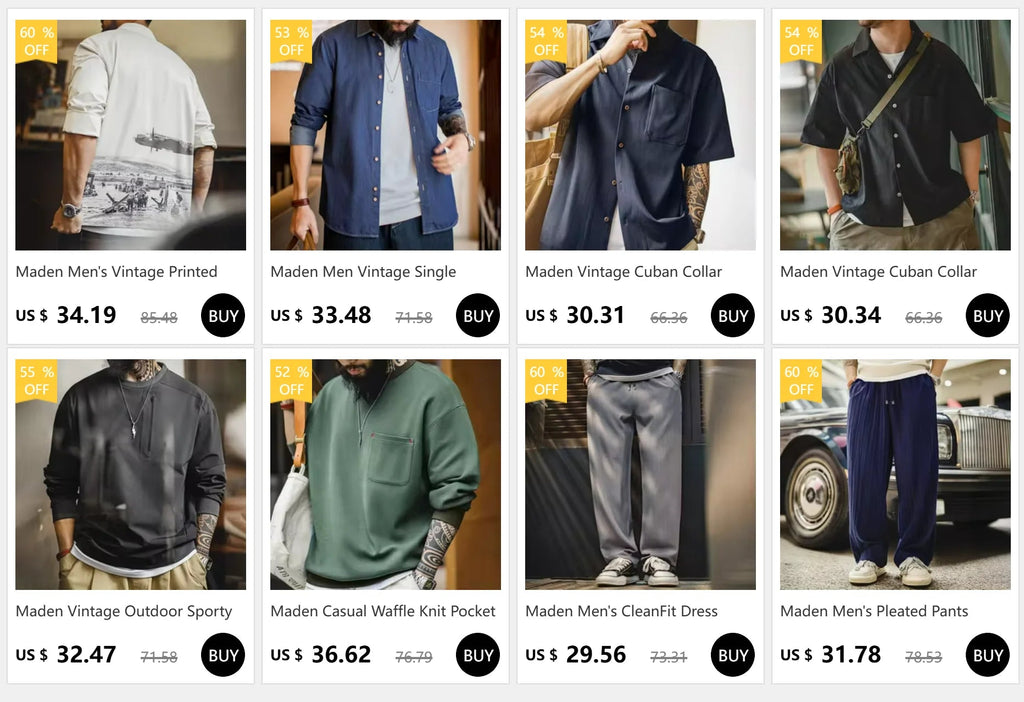 Maden Vintage Jeans in denim grezzo con cimosa da 14,5 once con cerniera YKK Jeans dritti con ricamo a mosca Pantaloni classici da uomo in tinta unita - StepByStepNow