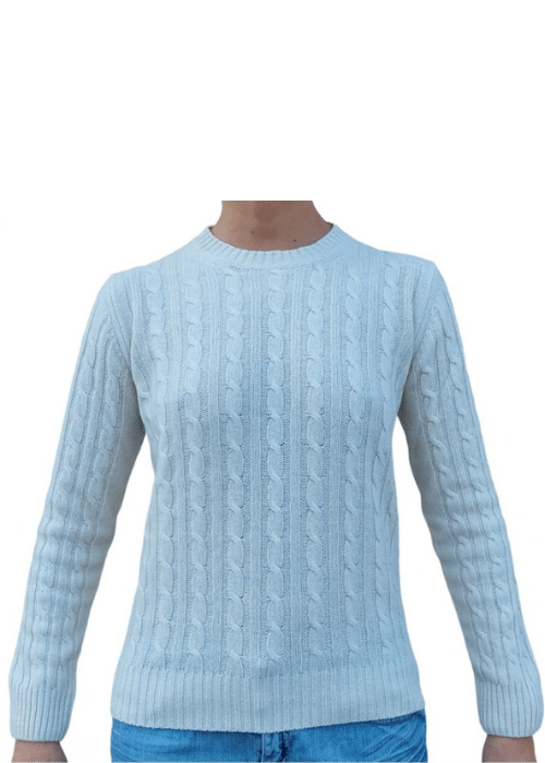 Maglia Donna a Trecce Girocollo in Cashmere Rigenerato - StepByStep
