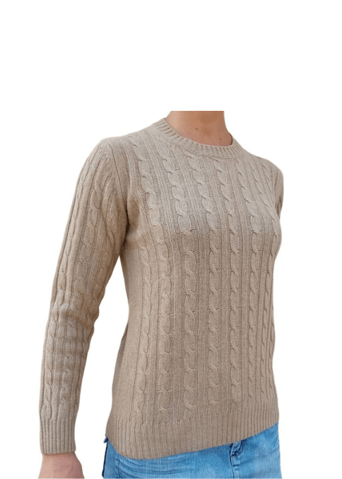 Maglia Donna a Trecce Girocollo in Cashmere Rigenerato - StepByStep