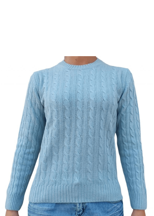 Maglia Donna a Trecce Girocollo in Cashmere Rigenerato - StepByStep