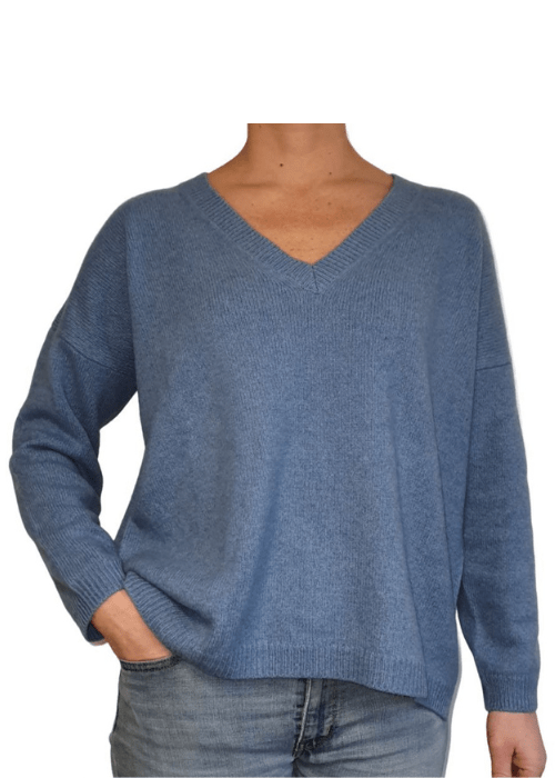 Maglia Donna Over Scollo a V Cashmere Rigenerato - StepByStep