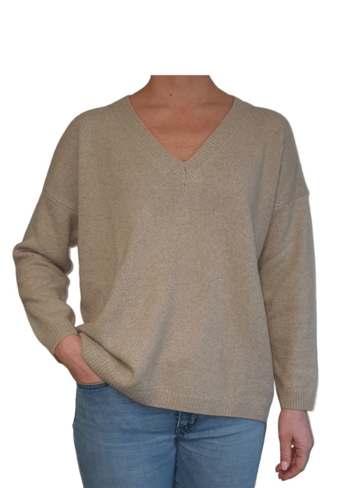 Maglia Donna Over Scollo a V Cashmere Rigenerato - StepByStep
