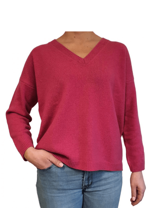 Maglia Donna Over Scollo a V Cashmere Rigenerato - StepByStep