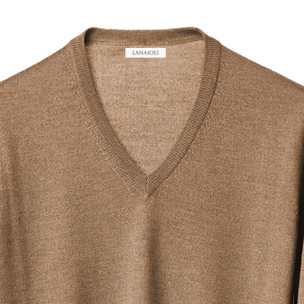 Maglia Uomo in misto Cashmere, Seta e Lana Merino Extrafine Scollo a V - StepByStep