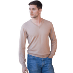 Maglia Uomo in misto Cashmere, Seta e Lana Merino Extrafine Scollo a V - StepByStep