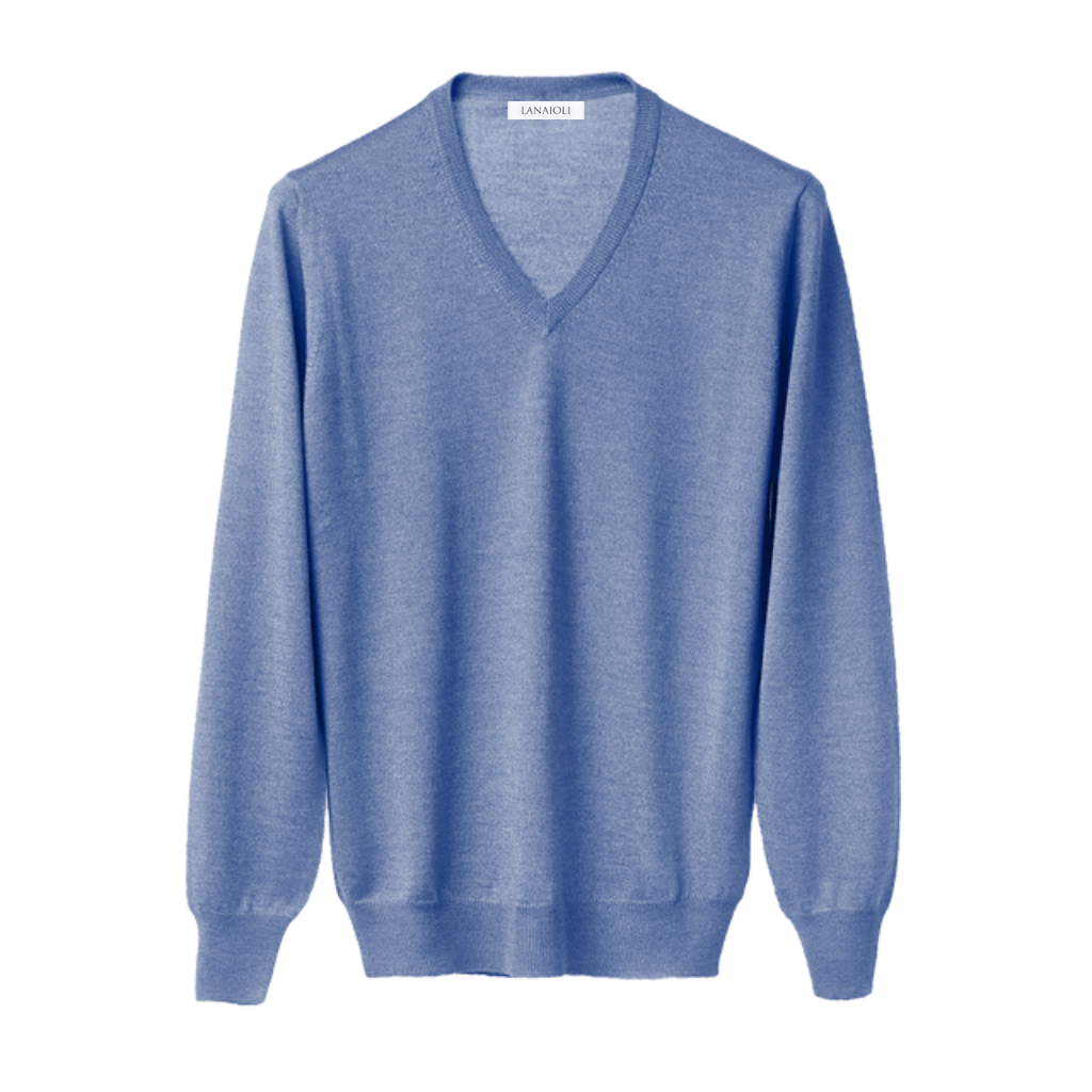 Maglia Uomo in misto Cashmere, Seta e Lana Merino Extrafine Scollo a V - StepByStep