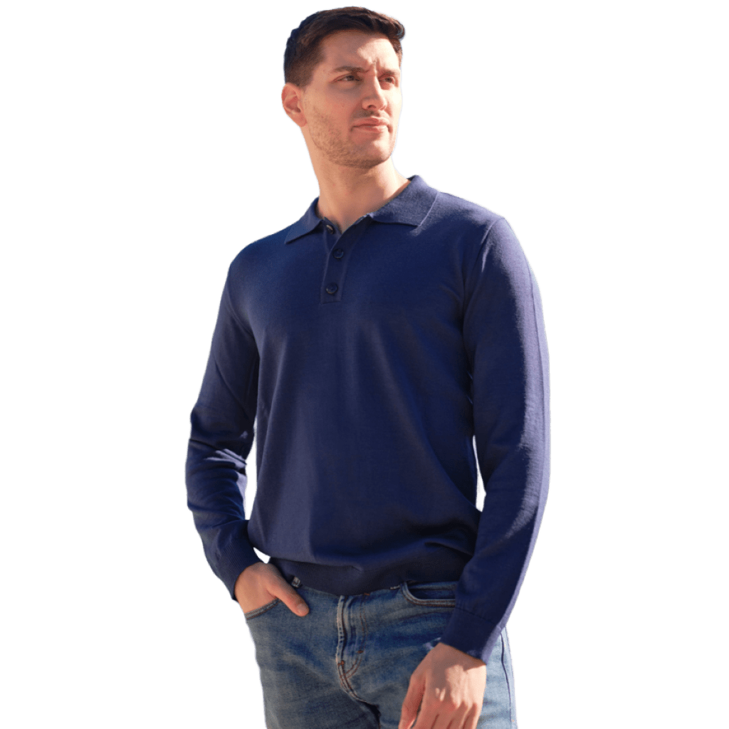 Maglia uomo leggera lana merino extrafine tipo Polo - StepByStep