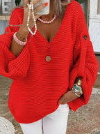 Maglione casual con scollo a V, caldo elegante - StepByStepNow