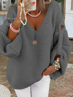 Maglione casual con scollo a V, caldo elegante - StepByStepNow