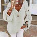 Maglione casual con scollo a V, caldo elegante - StepByStepNow