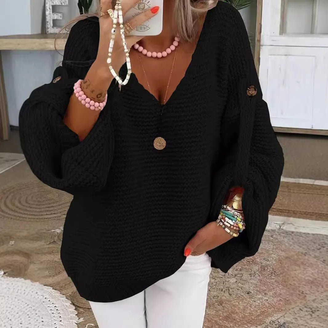 Maglione casual con scollo a V, caldo elegante - StepByStepNow
