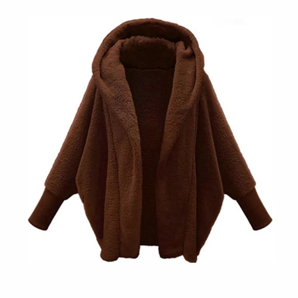 Maglione con cappuccio in pile da donna Cappotto cardigan in cashmere di agnello solido Cappotto da donna Casual in peluche Autunno Inverno Top in cotone a maniche lunghe - StepByStepNow