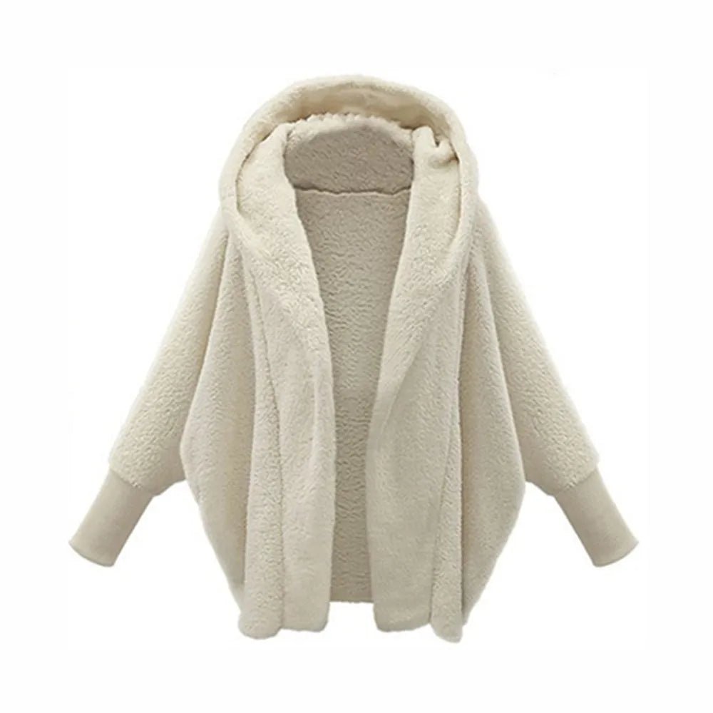 Maglione con cappuccio in pile da donna Cappotto cardigan in cashmere di agnello solido Cappotto da donna Casual in peluche Autunno Inverno Top in cotone a maniche lunghe - StepByStepNow