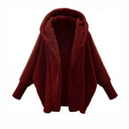 Maglione con cappuccio in pile da donna Cappotto cardigan in cashmere di agnello solido Cappotto da donna Casual in peluche Autunno Inverno Top in cotone a maniche lunghe - StepByStepNow