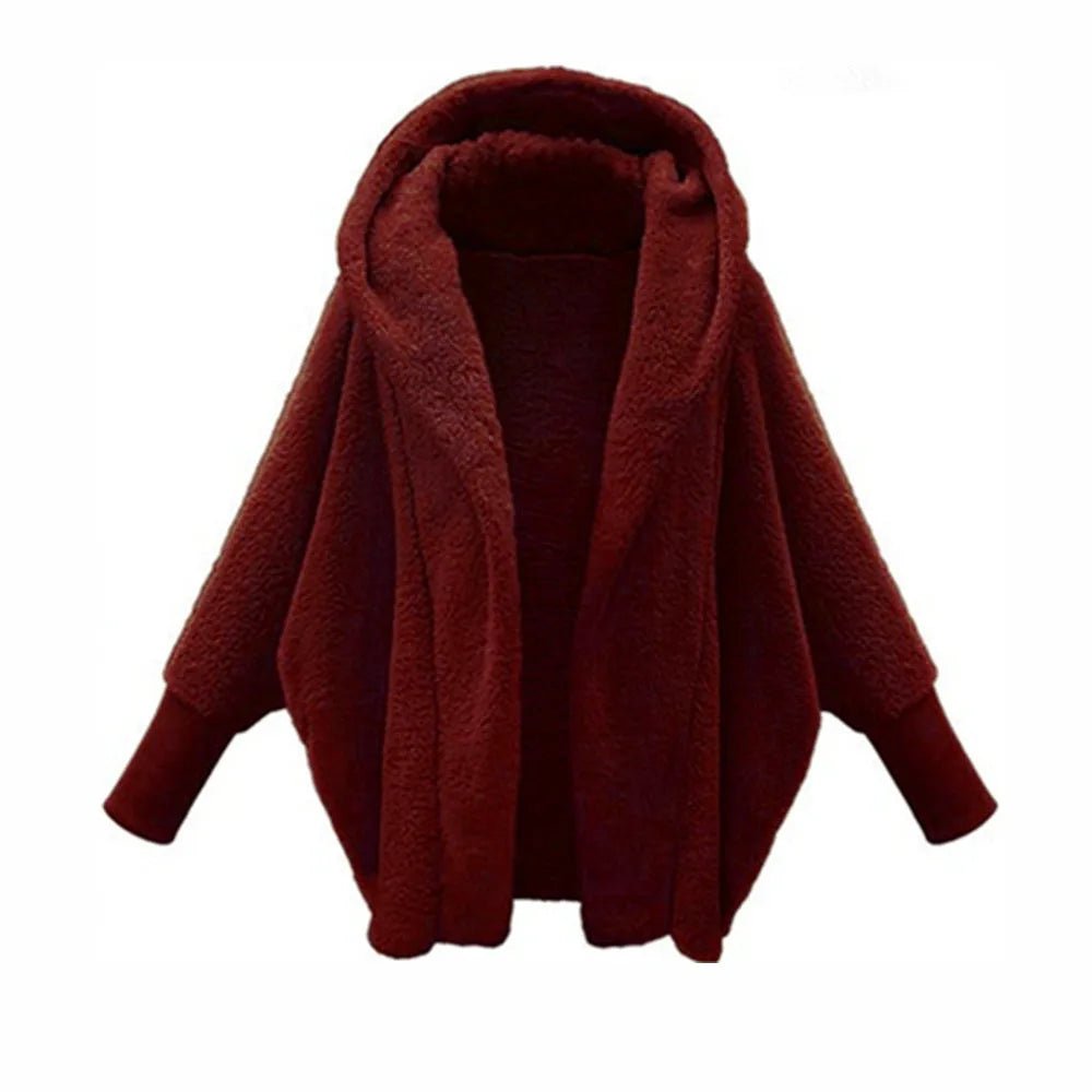 Maglione con cappuccio in pile da donna Cappotto cardigan in cashmere di agnello solido Cappotto da donna Casual in peluche Autunno Inverno Top in cotone a maniche lunghe - StepByStepNow
