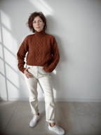 Maglione con treccia in Lana Merinos - Saffira - StepByStep