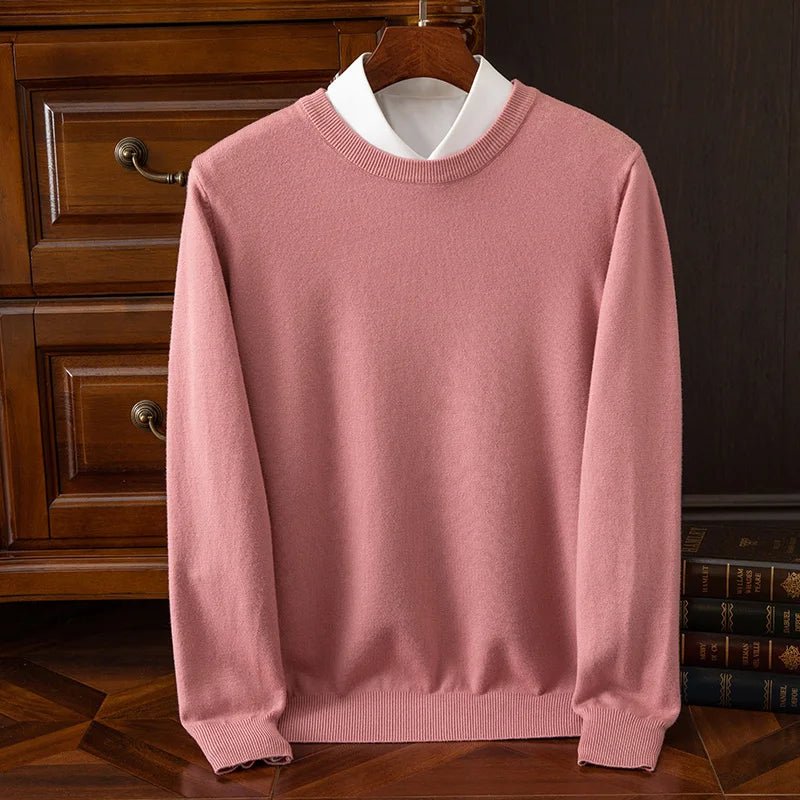 Maglione di lana merino con o - collo da uomo autunno inverno Nuovo versatile pullover di base in cashmere maglione di maglieria da lavoro casual - StepByStepNow