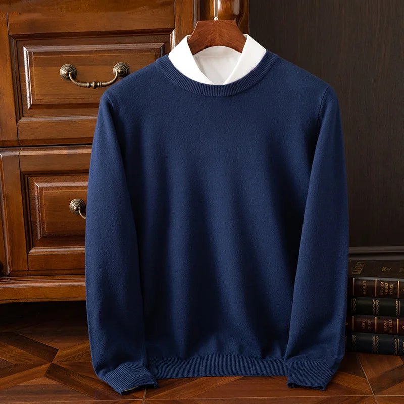 Maglione di lana merino con o - collo da uomo autunno inverno Nuovo versatile pullover di base in cashmere maglione di maglieria da lavoro casual - StepByStepNow
