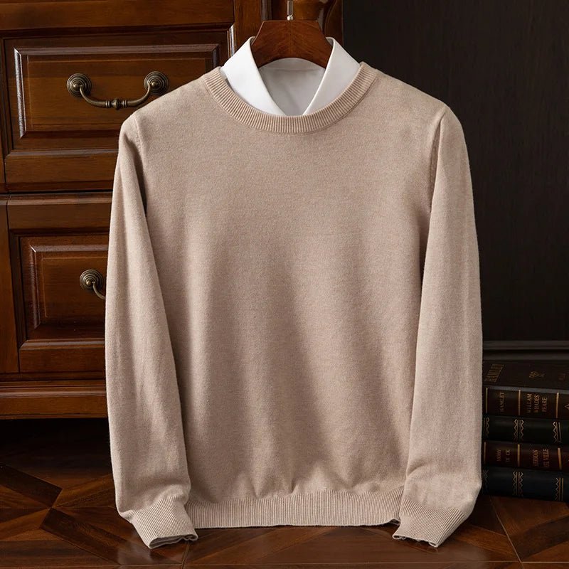 Maglione di lana merino con o - collo da uomo autunno inverno Nuovo versatile pullover di base in cashmere maglione di maglieria da lavoro casual - StepByStepNow