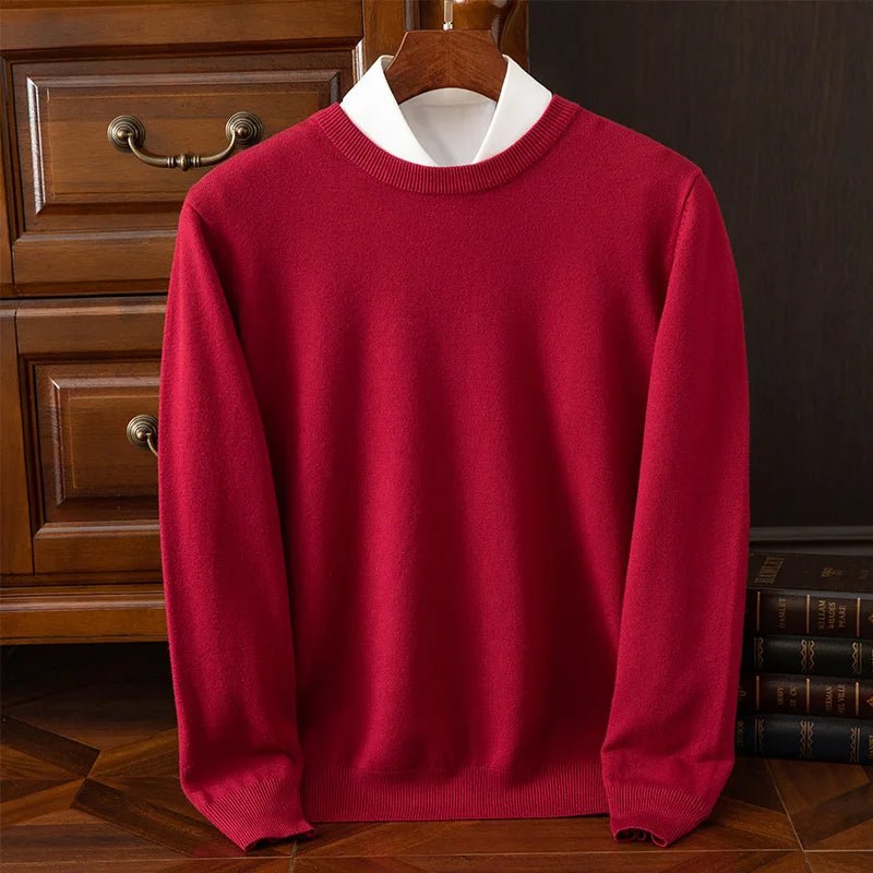 Maglione di lana merino con o - collo da uomo autunno inverno Nuovo versatile pullover di base in cashmere maglione di maglieria da lavoro casual - StepByStepNow
