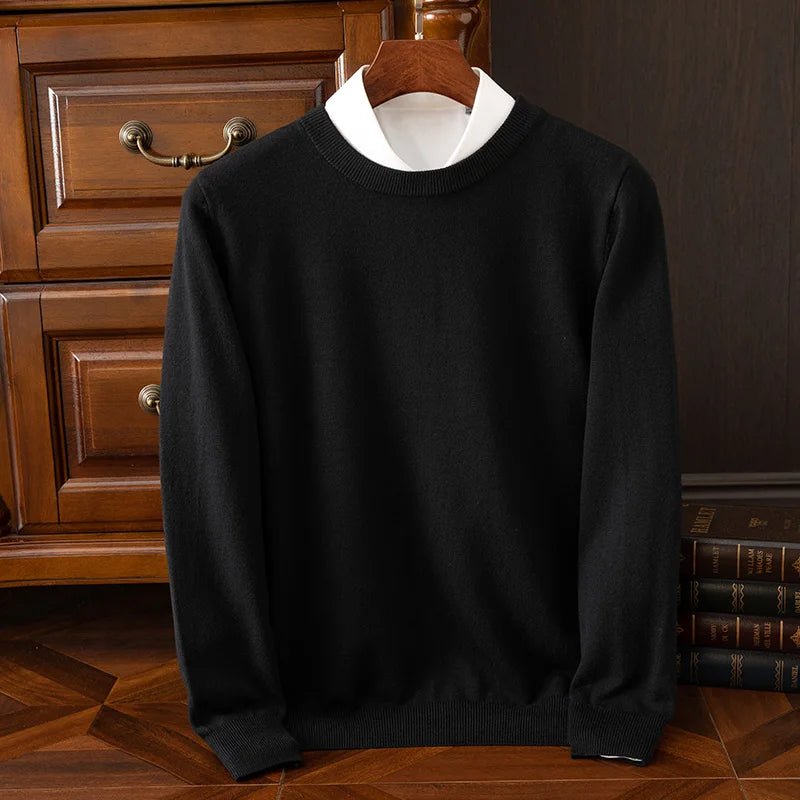 Maglione di lana merino con o - collo da uomo autunno inverno Nuovo versatile pullover di base in cashmere maglione di maglieria da lavoro casual - StepByStepNow