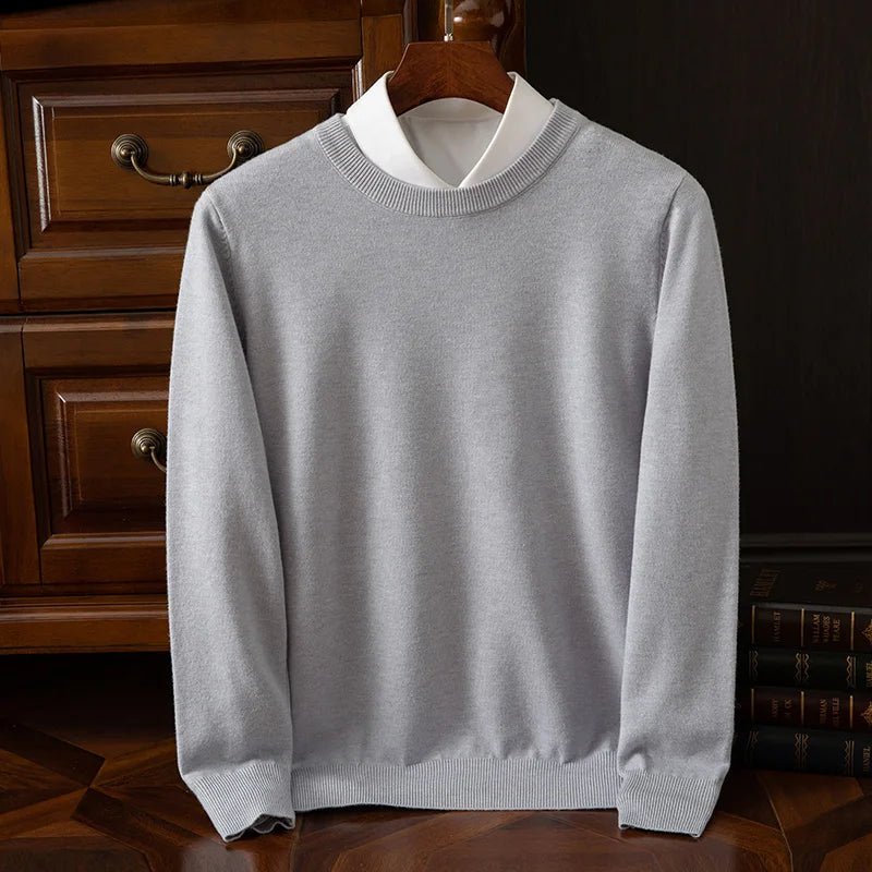 Maglione di lana merino con o - collo da uomo autunno inverno Nuovo versatile pullover di base in cashmere maglione di maglieria da lavoro casual - StepByStepNow