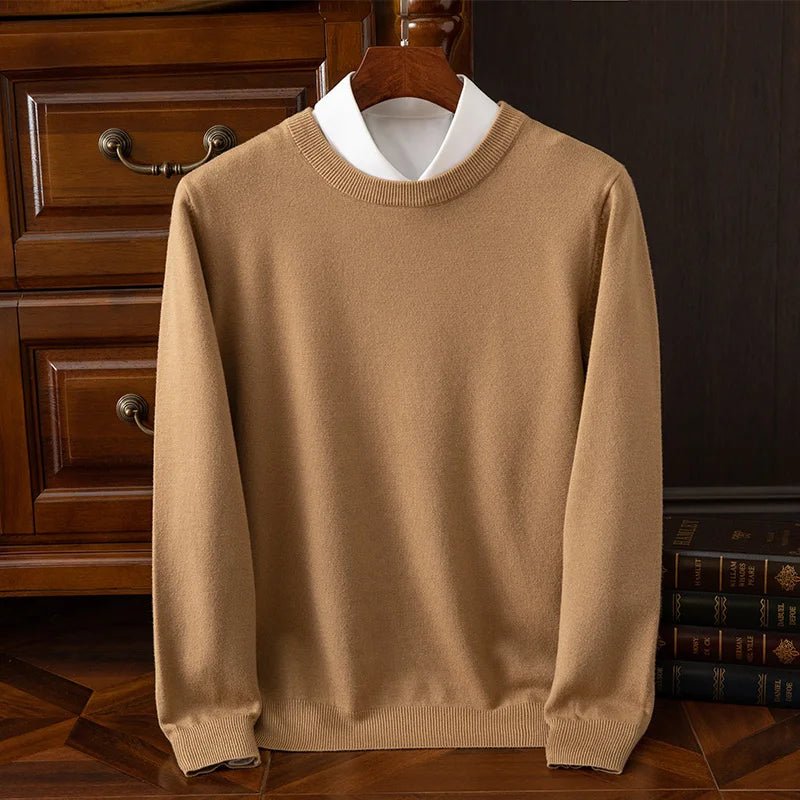 Maglione di lana merino con o - collo da uomo autunno inverno Nuovo versatile pullover di base in cashmere maglione di maglieria da lavoro casual - StepByStepNow