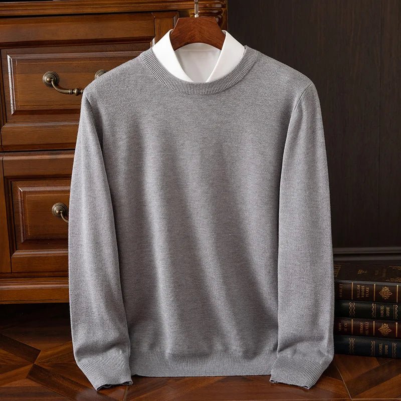 Maglione di lana merino con o - collo da uomo autunno inverno Nuovo versatile pullover di base in cashmere maglione di maglieria da lavoro casual - StepByStepNow