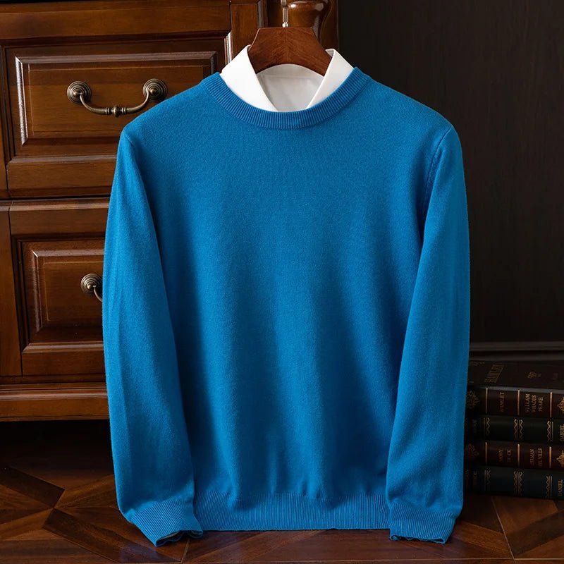 Maglione di lana merino con o - collo da uomo autunno inverno Nuovo versatile pullover di base in cashmere maglione di maglieria da lavoro casual - StepByStepNow