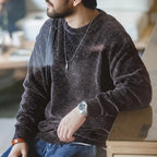 Maglione girocollo in ciniglia casual Maden per uomo Maglieria beige calda e delicata sulla pelle Autunno Inverno Maglione morbido tinta unita di base - StepByStepNow