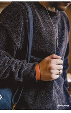 Maglione girocollo in ciniglia casual Maden per uomo Maglieria beige calda e delicata sulla pelle Autunno Inverno Maglione morbido tinta unita di base - StepByStepNow