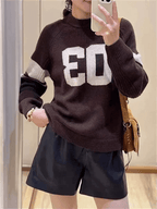 Maglione lavorato a maglia da donna con numero di colore a contrasto StepByStepNow