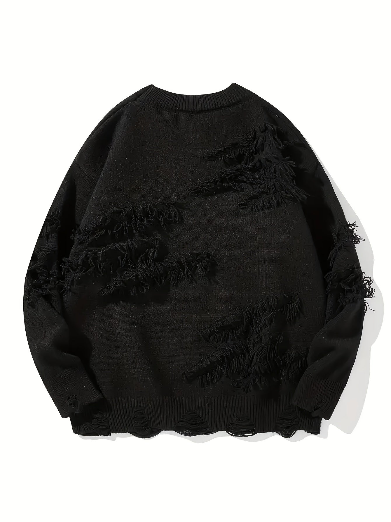 Maglione pullover strappato in tessuto lavorato a maglia effetto consumato. - StepByStepNow