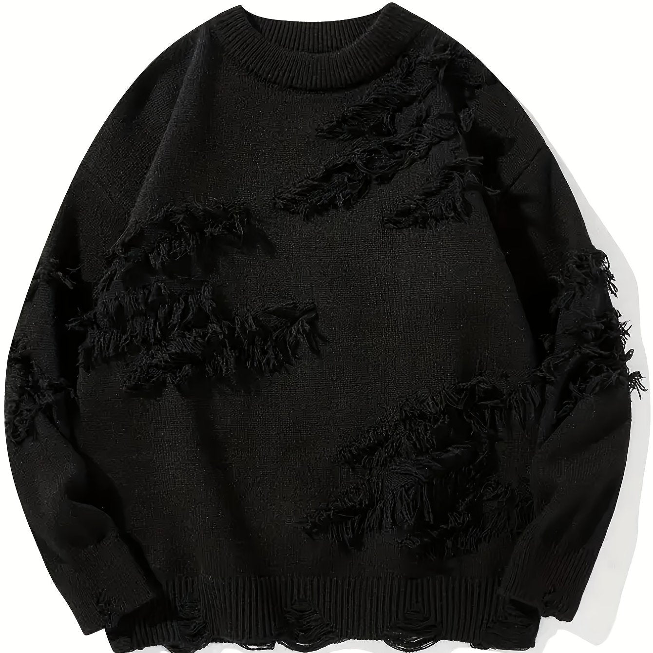 Maglione pullover strappato in tessuto lavorato a maglia effetto consumato. - StepByStepNow