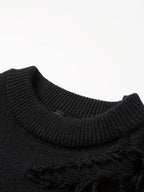 Maglione pullover strappato in tessuto lavorato a maglia effetto consumato. - StepByStepNow