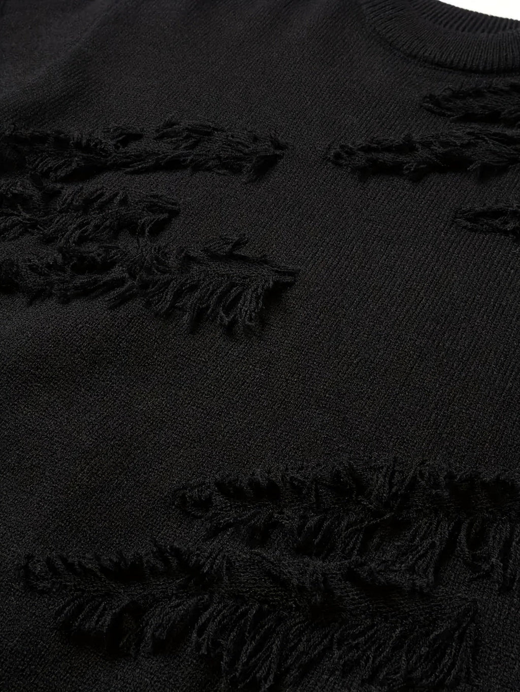 Maglione pullover strappato in tessuto lavorato a maglia effetto consumato. - StepByStepNow