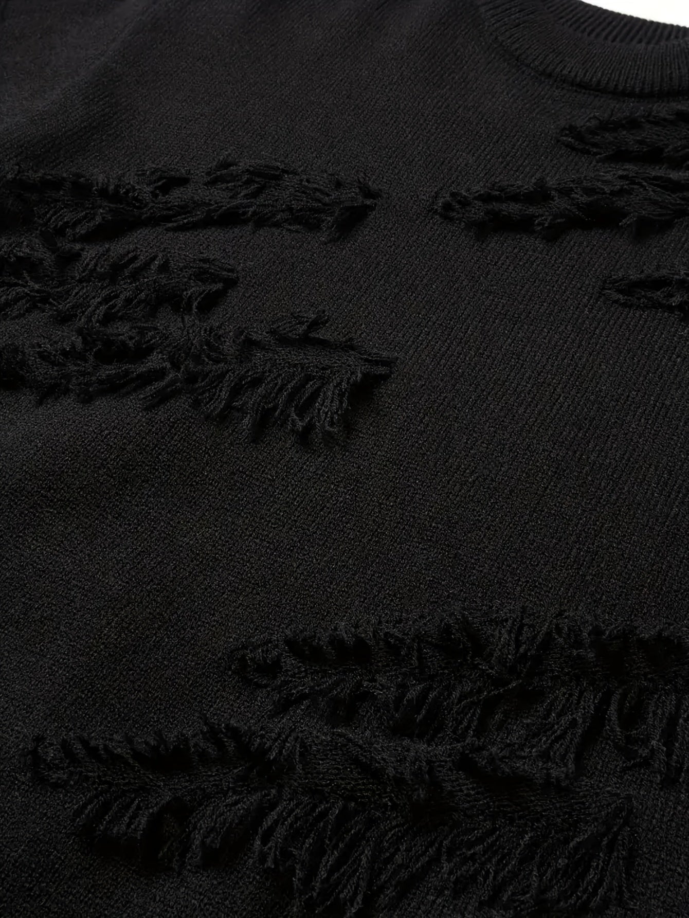 Maglione pullover strappato in tessuto lavorato a maglia effetto consumato. - StepByStepNow