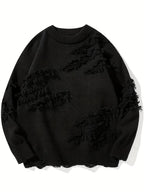 Maglione pullover strappato in tessuto lavorato a maglia effetto consumato. - StepByStepNow