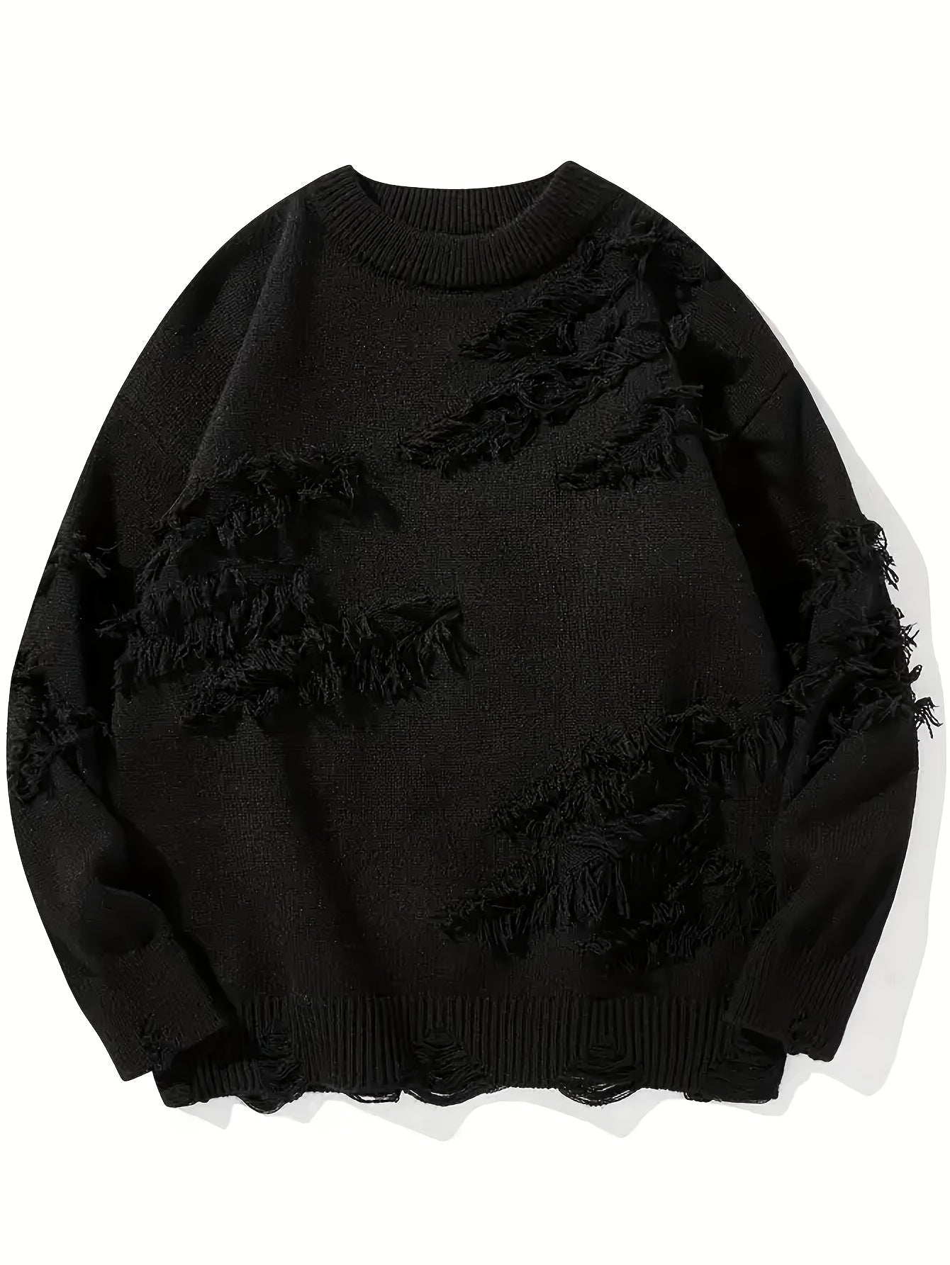 Maglione pullover strappato in tessuto lavorato a maglia effetto consumato. - StepByStepNow