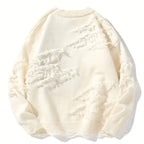 Maglione pullover strappato in tessuto lavorato a maglia effetto consumato. - StepByStepNow