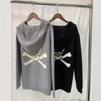 Maglioni da donna inizio autunno nuovo top maglione in cashmere sciolto con toppa in pelle di pecora - StepByStepNow