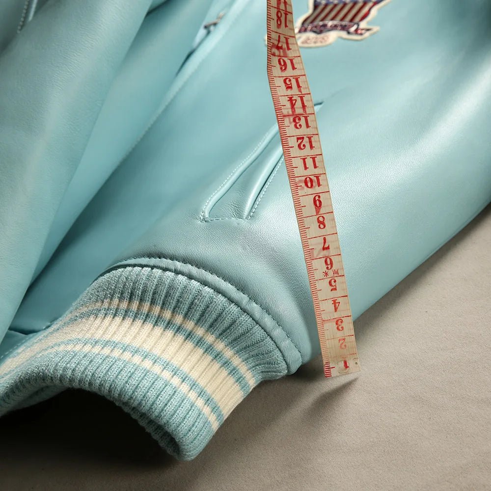 Men Hip Hop Sheep skin Varsity Jacket Embroidered Diamond Classic Casual - StepByStep