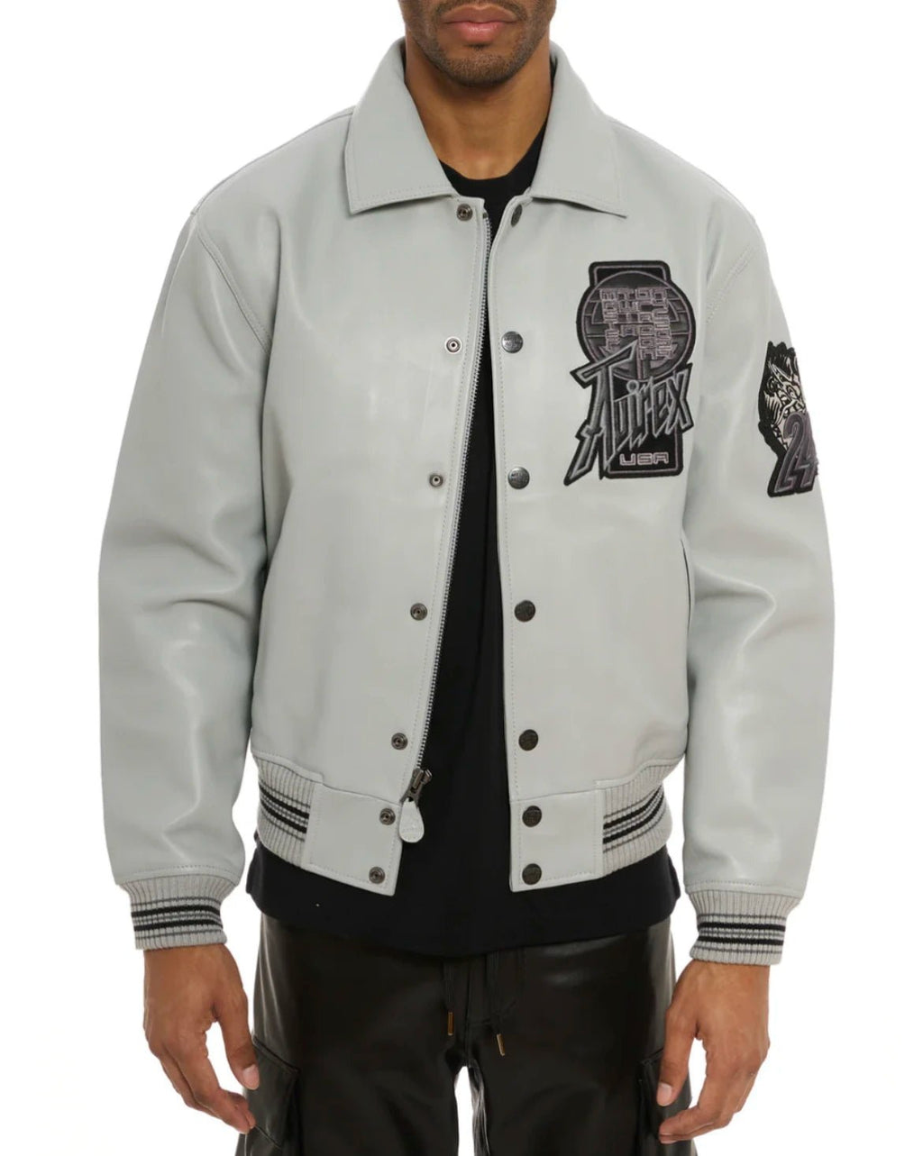 Men Hip Hop Sheep skin Varsity Jacket Embroidered Diamond Classic Casual - StepByStep