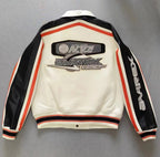 Men Hip Hop Sheep skin Varsity Jacket Embroidered Diamond Classic Casual - StepByStep