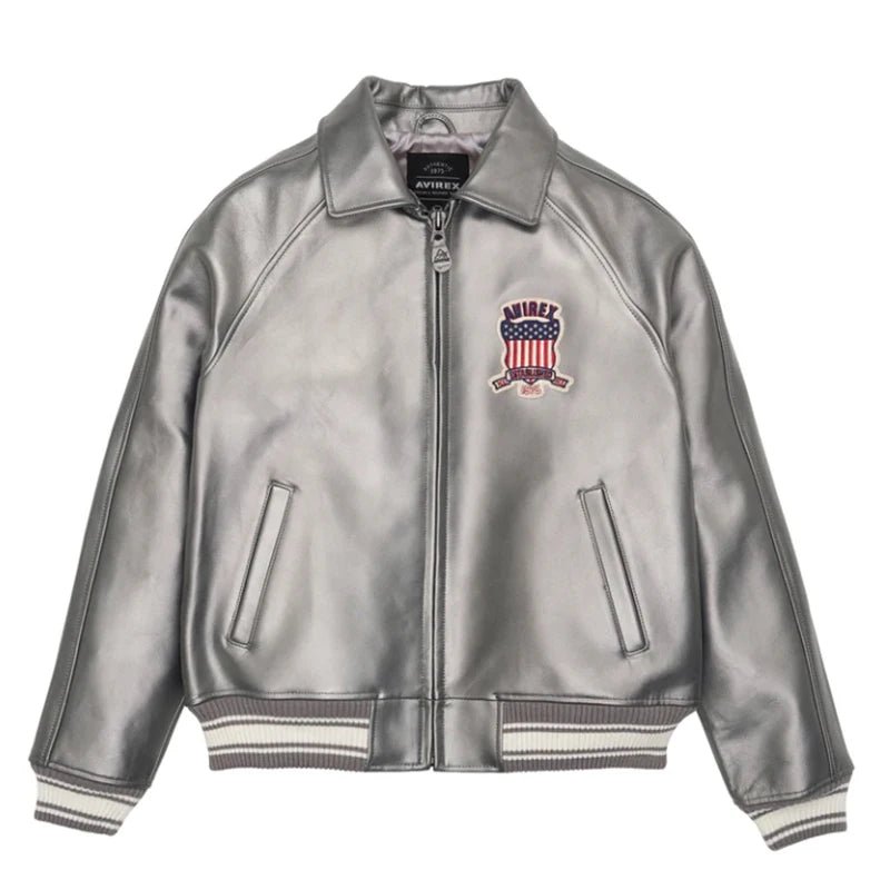 Men Hip Hop Sheep skin Varsity Jacket Embroidered Diamond Classic Casual - StepByStep